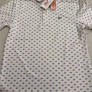 Vineyard Vines Boys American Flag Whale Print Polo Shirt size 7